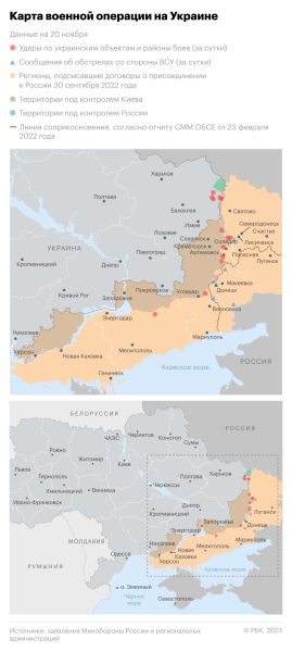 Военная операция на Украине. Карта на 20 ноября